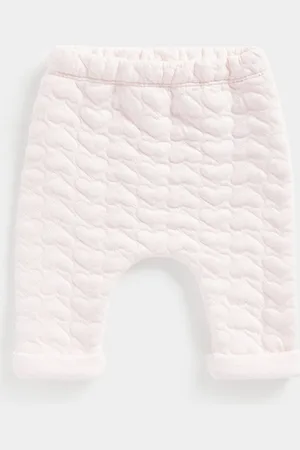 Mothercare Infant Girls Pink Conversational Self Design Wadded Organic Cotton Track Pants