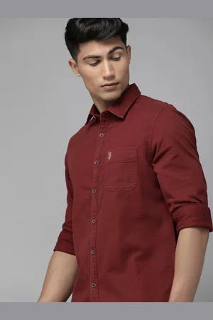 Ralph Lauren Maroon Solid Full Sleeves Casual Shirt