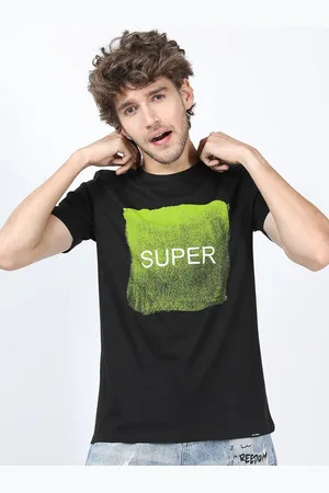 Highlander Men Black Printed Slim Fit Cotton T-shirt