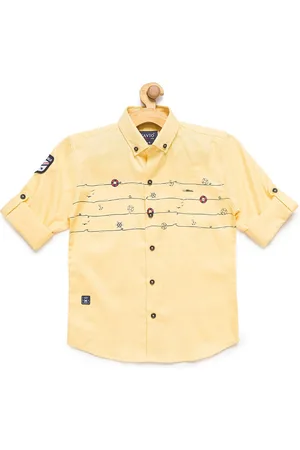 CAVIO Boys Orange Premium Printed Casual Shirt