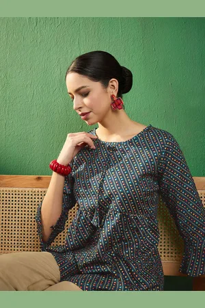 Sangria Bandhej Printed Fit & Flare Top