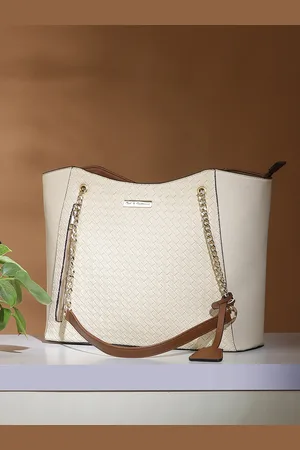 Mast & Harbour Textured Structured Tote Bag with Tasselled