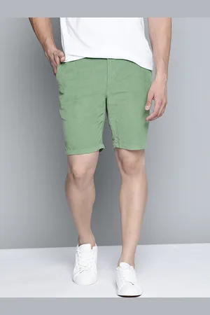Mast & Harbour Men Green Corduroy Pure Cotton Regular Shorts