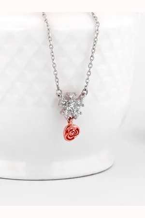 GIVA Rhodium-Plated 925 Sterling Silver Stone-Studded Necklace