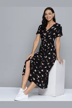 Mast & Harbour Floral Print A-Line Midi Dress