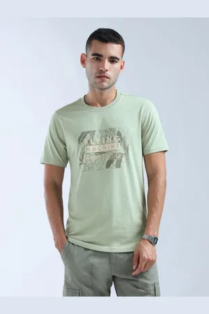 Flying Machine Men Regular Fit Graphic Printed Round Neck Cotton T-shirt