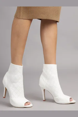 Truffle Collection Women Textured Peep Toe Stiletto Heeled Boots