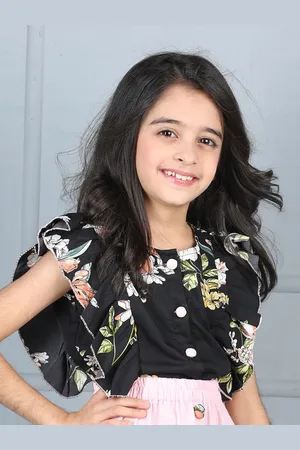 Cutiekins Girl Floral Print Ruffles Shirt Style Top