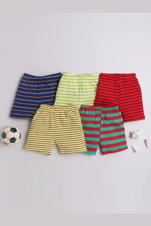 EIO Kids Pack Of 5 Striped Pure Cotton Shorts