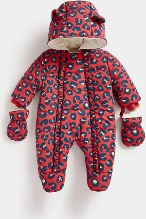 Mothercare Infants Conversational Printed Pure Cotton Hooded Sleepsuit