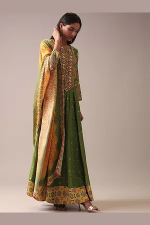KALKI Fashion Ethnic Motifs Printed Empire Anarkali Kurta With Churidar & Dupatta