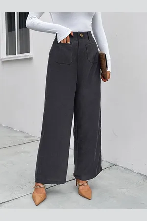 HERE&NOW Women Solid High-Rise Parallel Trousers