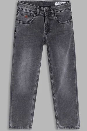 Blue Giraffe Boys Charcoal Straight Fit Light Fade Stretchable Jeans