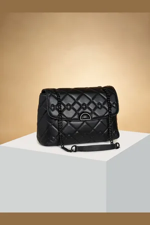 Pantaloons Geometric Textured Quilted Detailed Structured Sling Bag