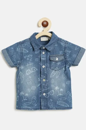 chicco Boys Blue Graphic Printed Casual Pure Cotton Shirt