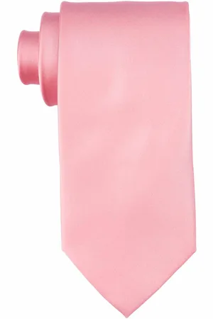 The Tie Hub Men Pink Solid Pure Silk Skinny Tie