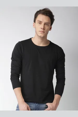 Mast & Harbour Men Black Solid Round Neck T-Shirt