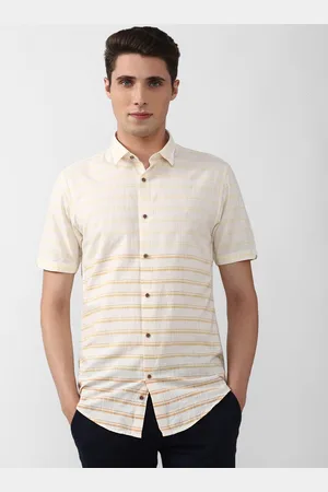Peter England Men Horizontal Stripes Striped Slim Fit Cotton Casual Shirt