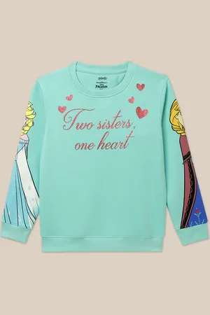 Kidsville Girls Frozen Printed Round Neck Cotton Pullover Sweatshirt