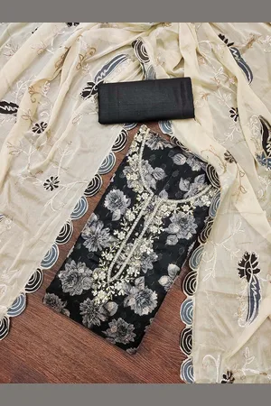 HERE&NOW Floral Printed Sequinned Unstitched Dress Material