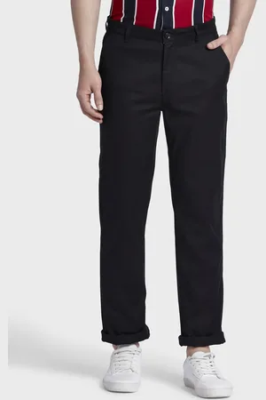 ColorPlus Men Black Tapered Fit Solid Regular Trousers