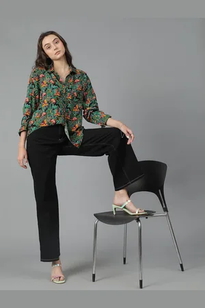 KOTTY Women Spread Collar Floral Printed Cotton Oversized Casual Shirt