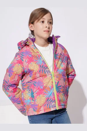 VERO MODA Girls Hooded Floral Printed Casual Padded Jacket