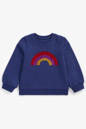 Mothercare Girls Blue Embellished Pure Cotton Sweatshirt