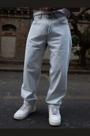 Powerlook Men Light Blue Basic Baggy Fit Denim Jeans