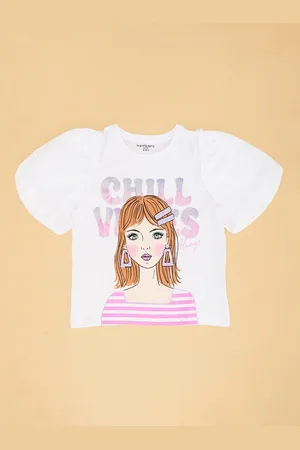Pantaloons Girls Graphic Printed Round Neck Cotton T-shirt
