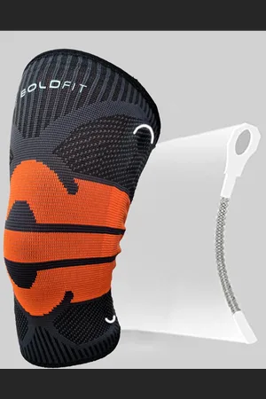 BOLDFIT Black & Orange Patterned Knee Cap