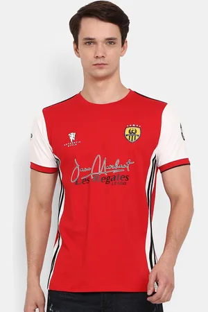 V-Mart Men Red Sports Printed Slim Fit Cotton T-shirt