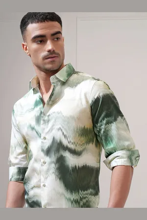LocoMotive Luxe Men Satin Printed Occasion Slim Fit Shirt
