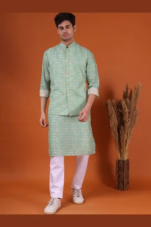 SHIWAM ETHNIX Geometric Printed Regular Kurta With Pyjama & Jacket
