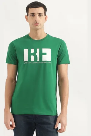 Benetton Men Typography Printed Round Neck Regular Fit Cotton T-shirt