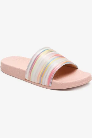 Misto Women Pink & White Striped Sliders