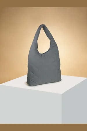 Pantaloons Textured Structured Hobo Bag With Quilted Detail