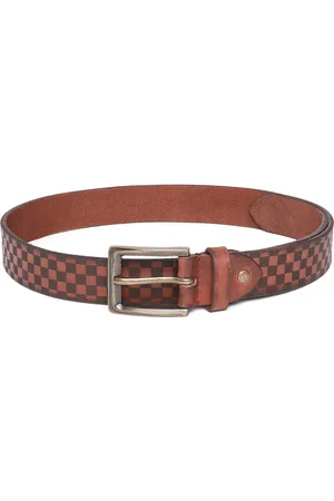 ART N VINTAGE Men Checked Leather Belt