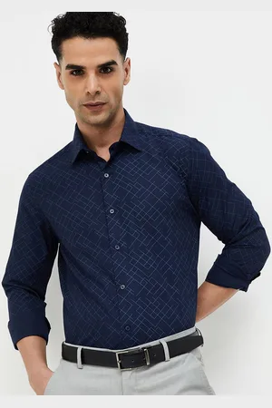 Lifestyle Men Spread Collar Abstract Printed Cotton Slim Fit Formal Shirt