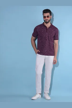 Crimsoune Club Abstract Printed Polo Collar Slim Fit T-shirt