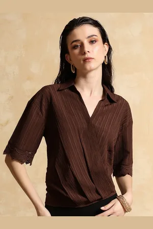 Kazo Women Self Design Shirt Style Top