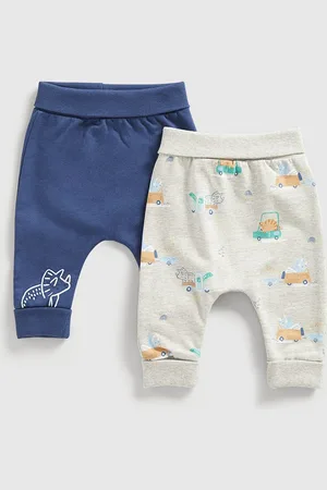 Mothercare Infant Boys Pack Of 2 Printed Pure Cotton Mid-Rise Joggers