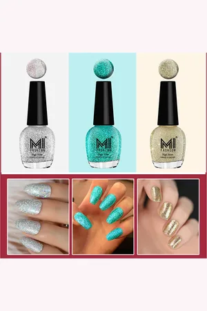 MI FASHION Set Of 3 Ultra Glass High Shine Glitter Long Stay Nail Polish - 15ml Each