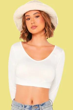 Dream Beauty Fashion Dream Beauty Women V-Neck Fitted Crop Top