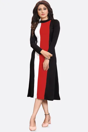 DressBerry Colourblocked A-Line Midi Dress
