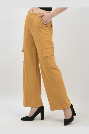 Chemistry Women Relaxed Straight Leg Flared High-Rise Cargos Trousers
