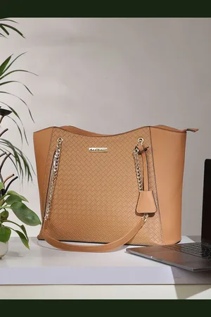 Mast & Harbour Textured Structured Tote Bag with Tasselled