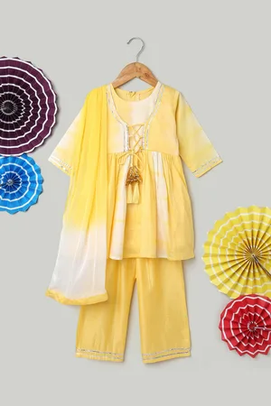 BownBee Girls Tie & Dyed Printed Round Neck Kurta Set