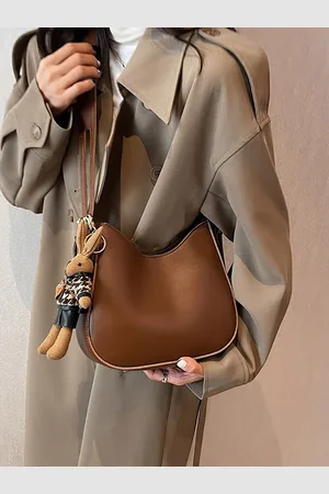 Styli Brown Bucket Shoulder Bag with Tasselled Detail