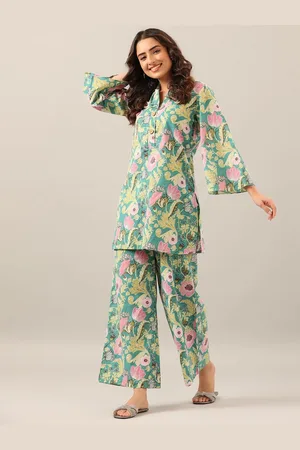 Moda Rapido Printed Mandarin Collar Top With Trousers Co-Ords